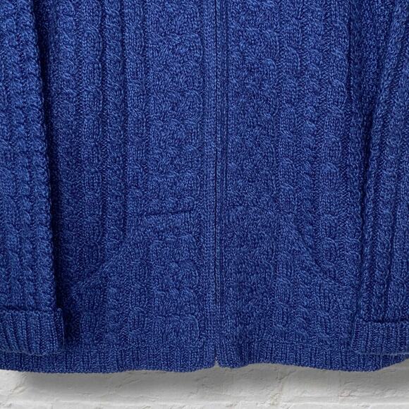 Aran Crafts Merino Wool Full Zip Sweater Blue Made in Ireland Womens XL - Picture 3 of 7